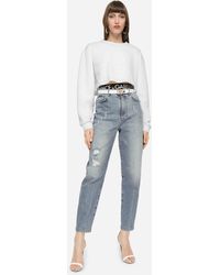 Dolce & Gabbana Denim Distressed Jeans Amber in Grau Damen Bekleidung Jeans Jeans mit gerader Passform 