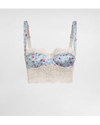 Dolce & Gabbana - Small Rose-Print Satin And Lace Balconette - Lyst
