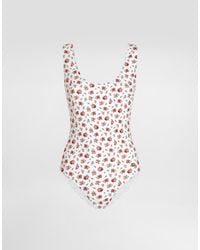Dolce & Gabbana - Small Rose-Print One-Piece Swimsuit - Lyst