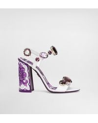 Dolce & Gabbana - Patent Leather Sandal With Jewel Embroidery - Lyst