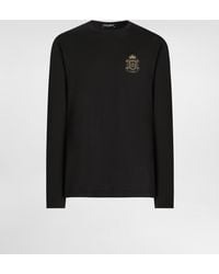 Dolce & Gabbana - Cotton T-Shirt With Heraldic Patch - Lyst