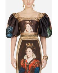 Dolce & Gabbana Top Renacentista De Mikado Y Estampado De Reinas - Multicolor