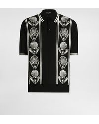 Dolce & Gabbana - Satin Silk Polo Shirt With Inlay - Lyst