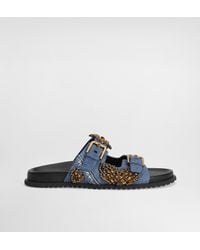 Dolce & Gabbana - Flat Denim Slippers With Embroidery - Lyst