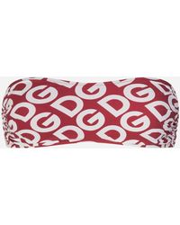 Dolce & Gabbana Bandeau-Bikinitop Print Dg Logo - Rot