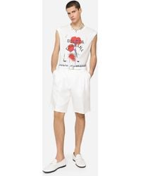 Dolce & Gabbana Floral-print Cotton T-shirt With Dg Patch in Black 