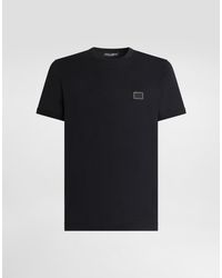 Dolce & Gabbana - Cotton T-Shirt With Logo Plate - Lyst
