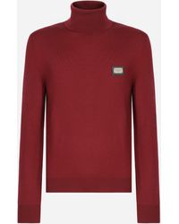 Dolce & Gabbana - Pull En Laine Avec Col Montant Et Plaquette À Logo - Lyst