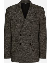 Dolce & Gabbana - Double-Breasted Cotton And Wool Jersey Jacket - Lyst