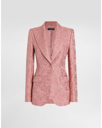 Dolce & Gabbana - Textured Floral Pattern Jacket With Tailored Fit - Lyst