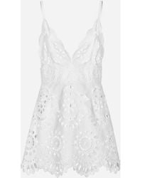 Dolce & Gabbana - Cotton Minidress With Straps And Cut-Out Detailing - Lyst
