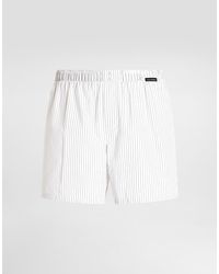 Dolce & Gabbana - Striped Cotton Poplin Boxer Shorts - Lyst