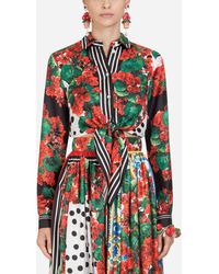 Dolce & Gabbana Bedruckte Seidenbluse - Rot
