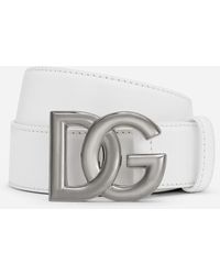 Dolce & Gabbana Ceinture à boucle logo DG - Blanc