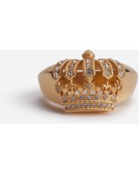 Dolce & Gabbana Metallring Mit Krone Und Strass - Mettallic