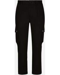 Dolce & Gabbana - Pantalón Cargo De Algodón Con Placa Con Logotipo - Lyst