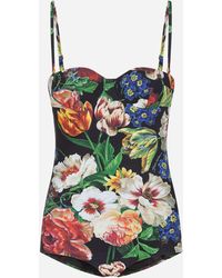 Dolce & Gabbana Flower Bouquet Print One-piece Balcony Swimsuit - Multicolour