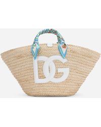 Donna Borse da Borse tote di paglia e borse da spiaggia da Borsa kendra in paglia con ricamo a filoDolce & Gabbana di Pelle 