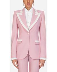 Dolce & Gabbana Chaqueta Con Solapa De Tela De Lana - Rosa