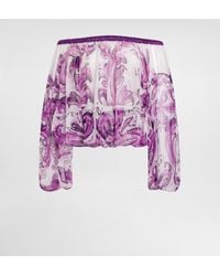 Dolce & Gabbana - Majolica-Print Silk Chiffon Top - Lyst