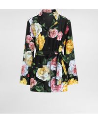 Dolce & Gabbana - Pyjamabluse Aus Habotai-Seide Pfingstrosen- Und Rosenprint - Lyst