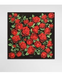 Dolce & Gabbana - Foulard 90X90 En Twill De Soie À Imprimé Roses - Lyst