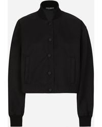 Dolce & Gabbana - Gabardine Bomber Jacket, Waxed On Reverse, With Branded Tag - Lyst