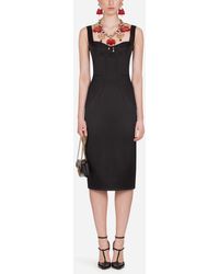 Dolce & Gabbana Kleid Aus Stretch-satin - Schwarz