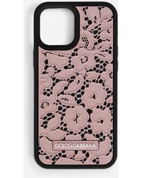 Damen Accessoires Handyhüllen Dolce & Gabbana Spitze Cover iPhone 12 Pro max aus gummi spitze in Schwarz 