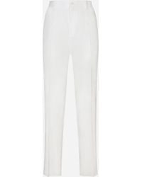 Dolce & Gabbana - Stretch Cotton Pants With Branded Tag - Lyst