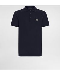 Dolce & Gabbana - Polo En Piqué De Algodón Con Placa Con Logotipo - Lyst