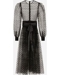 Dolce & Gabbana - Mesh Corseted Midi Dress - Lyst