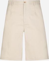 Dolce & Gabbana - Bermudas Baumwollstretch Mit Logoplakette - Lyst