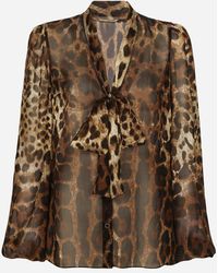 Dolce & Gabbana - レオパード シルクブラウス - Lyst