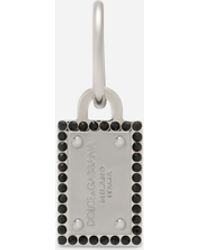 Dolce & Gabbana - Single Creole Earring With Logo Tag And Rhinestones - Lyst