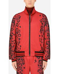 Dolce & Gabbana - Sweatshirt mit Reißverschluss Funktionsjersey Leoprint - Lyst