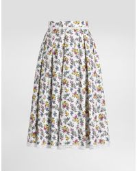 Dolce & Gabbana - Small Floral-Print Poplin Skirt - Lyst