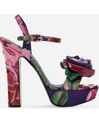 Dolce & Gabbana - プラットフォームサンダル ジャカード - Lyst