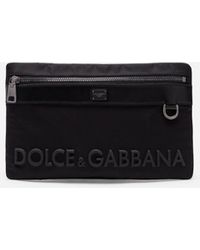 Dolce & Gabbana Sicilia Dna Nylon Belt Bag With Rubberized Logo - Black