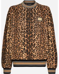 Dolce & Gabbana - Round-Neck Sweatshirt With Leopard- Crespo And Tag - Lyst