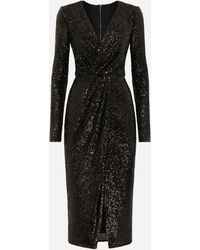 Dolce & Gabbana - Micro-Sequined Calf-Length Dress - Lyst