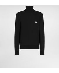 Dolce & Gabbana - Pull En Laine Avec Col Montant Et Plaquette À Logo - Lyst