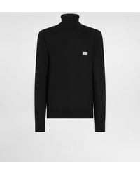 Dolce & Gabbana - Wool Turtle-Neck Sweater With Branded Tag - Lyst