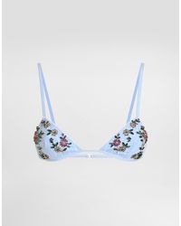 Dolce & Gabbana - Striped Poplin Bra With Embroidery - Lyst