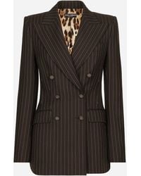 Dolce & Gabbana - Chaqueta Turlington De Botonadura Doble De Lana Con Rayas Diplomáticas - Lyst