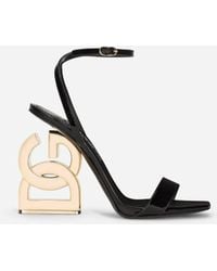 Dolce & Gabbana - Patent Leather Sandals With Dg Pop Heel - Lyst