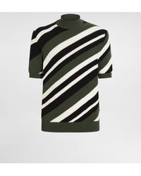 Dolce & Gabbana - Jersey De Algodón De Manga Corta Con Cuello Alto E Intarsia A Rayas - Lyst
