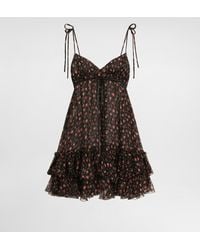 Dolce & Gabbana - Kurzes Kleid Aus Chiffon Mit Röschen-Print - Lyst