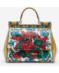 Dolce & Gabbana Medium Sicily Bag In Printed Dauphine Calfskin - Multicolour