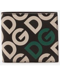 Dolce & Gabbana Cartera Plegada En Dos, De Becerro Dauphine Con El Estampado Dg Coronas - Multicolor